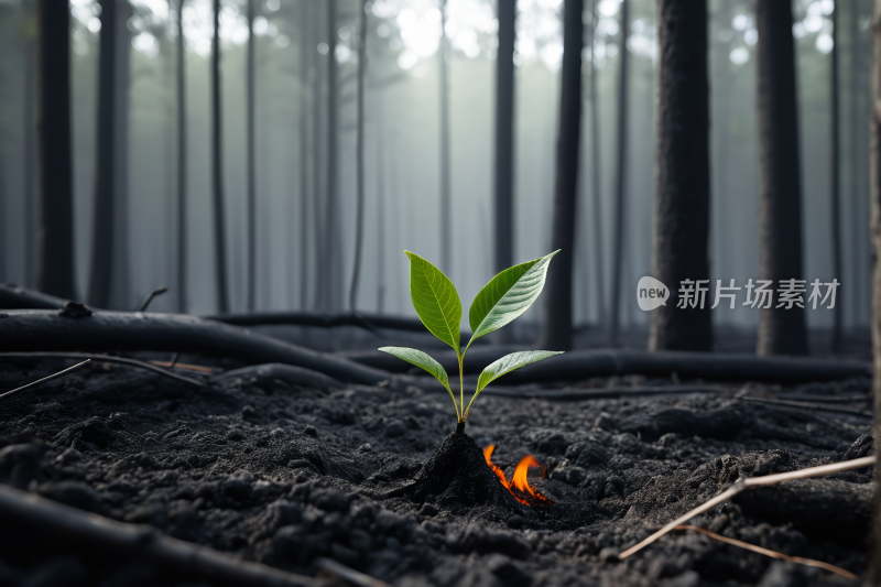 一种小植物从地下生长出来风景图片