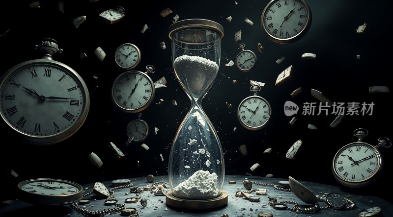 时光流转沙漏与飞舞时钟