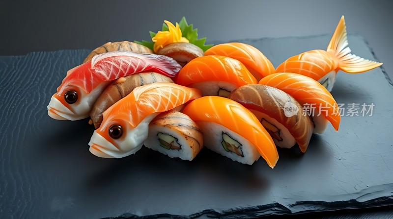 创意寿司拼盘鱼形刺身诱人食欲