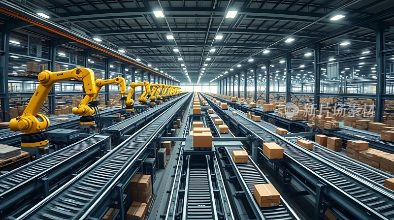 智能物流中心机器人与传送带协同工作