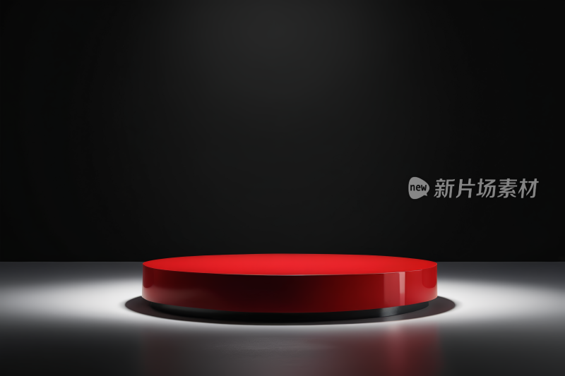 红色讲台特写黑色背景有聚光灯图片