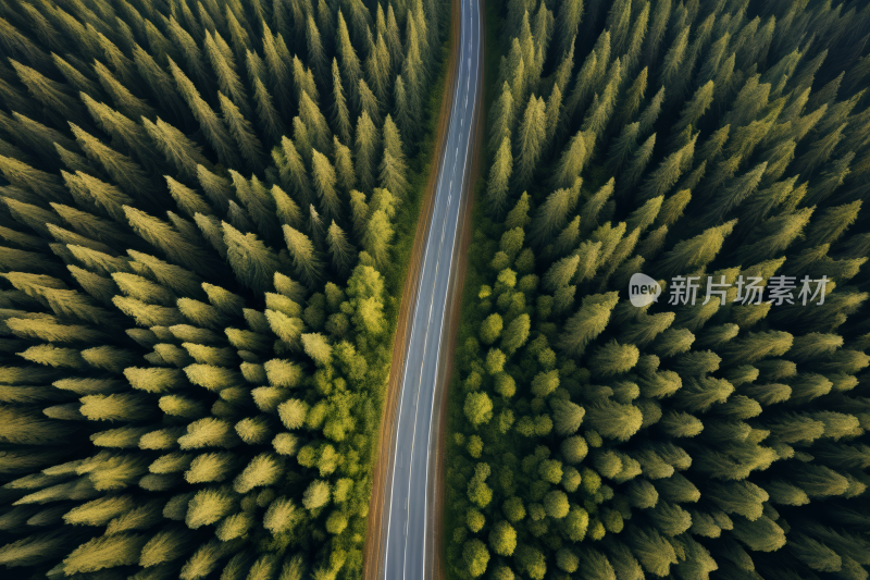 穿过森林的道路鸟瞰图背景