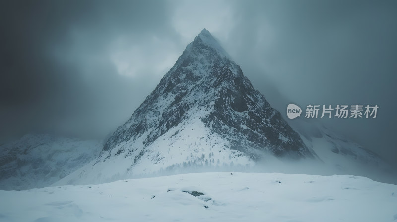 阴森天空下雄伟雪山