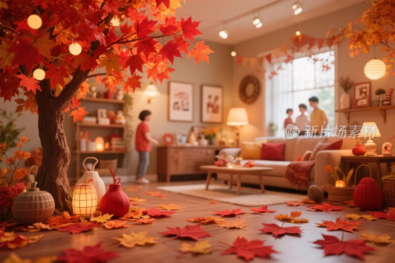 室内秋日温馨场景布置