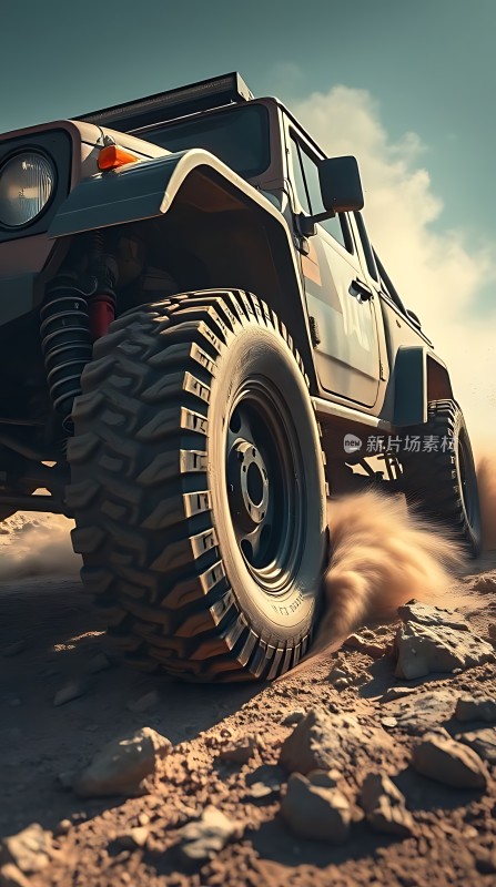 越野狂飙沙尘滚滚大轮胎显威风！