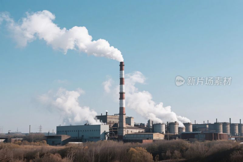 工业烟囱排放烟雾