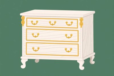 白色复古抽屉柜插画