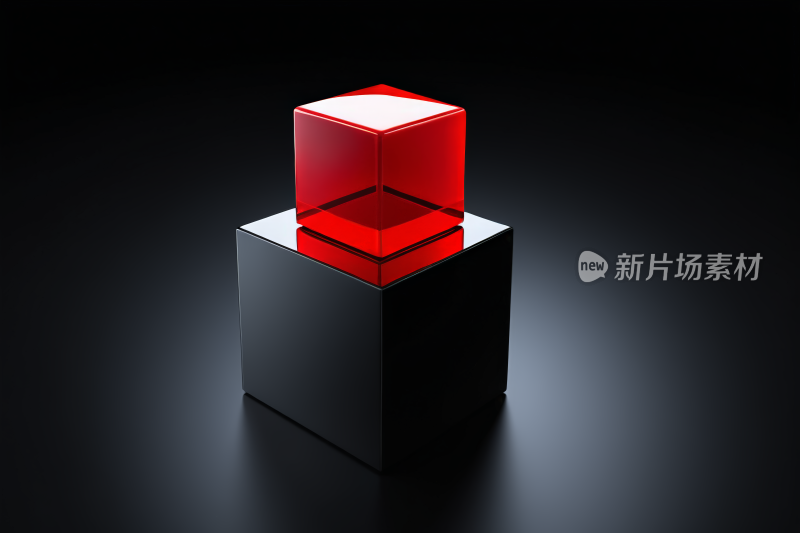 黑色背景的红色立方体高清图片