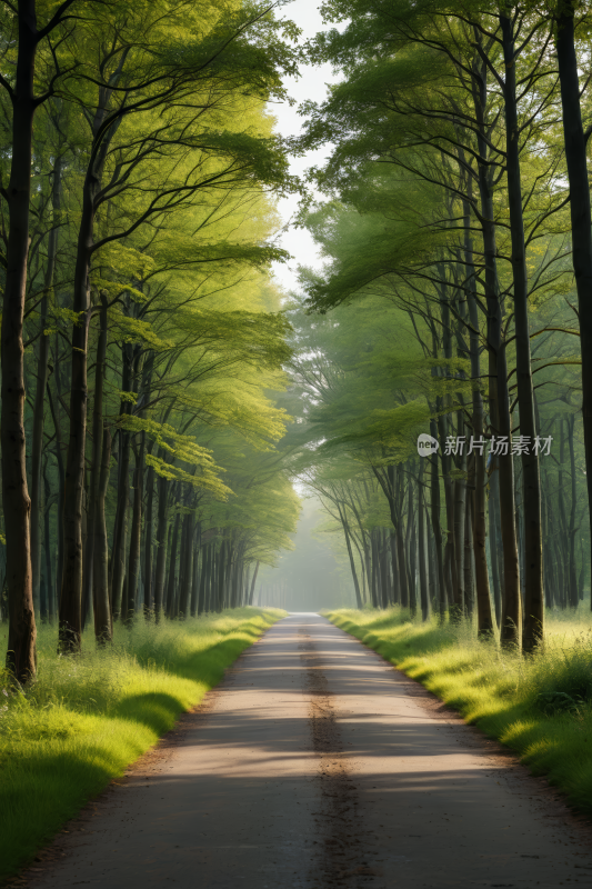 一条长长的路林林总总草草丛生高清风景图片