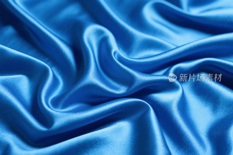 蓝色丝绸布料特写