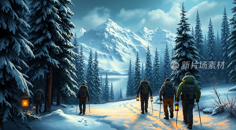 雪夜徒步旅行者