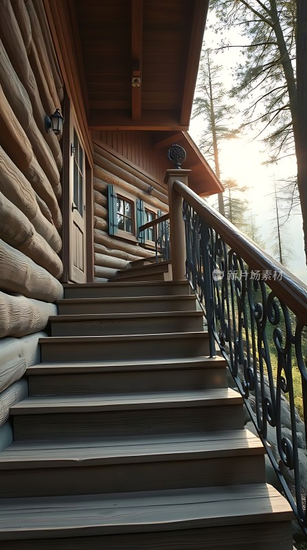 阳光下的木屋小径