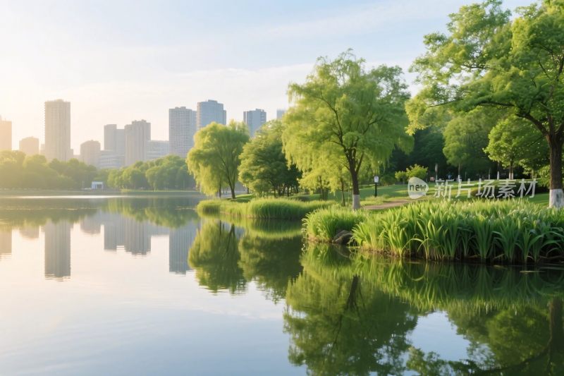 城市公园湖景风光