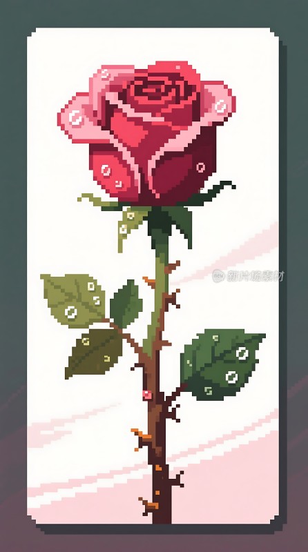 像素玫瑰盛开