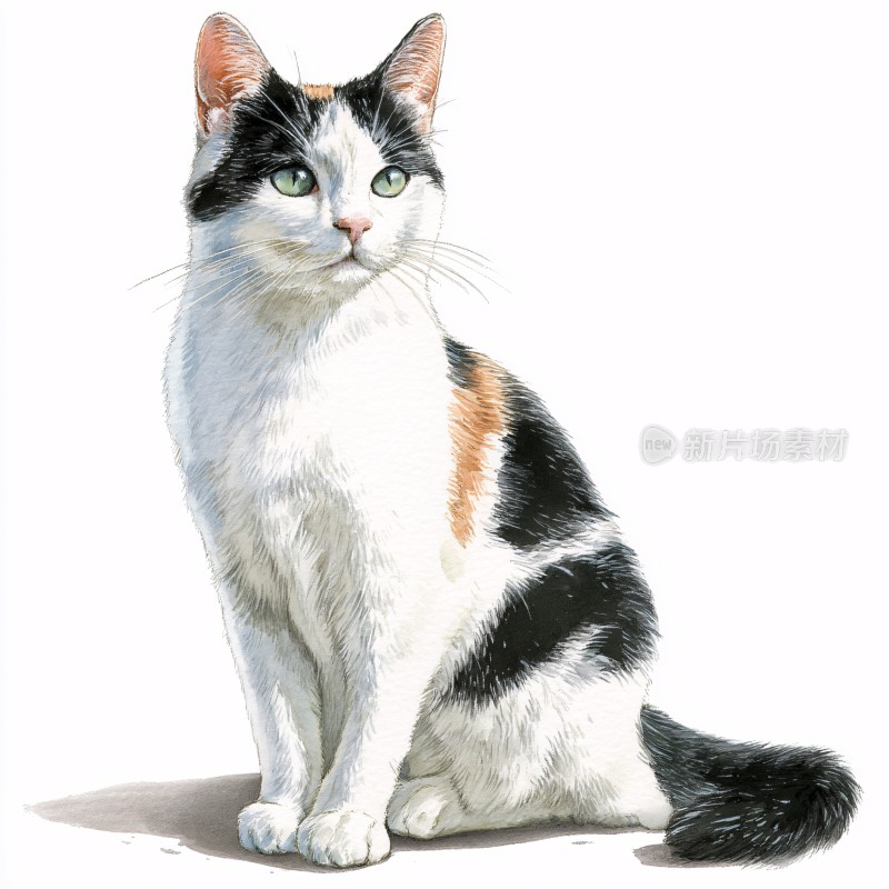 黑白花纹猫咪插画