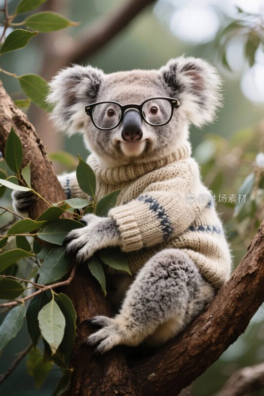 戴眼镜的考拉插画