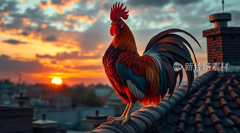 日落时分雄鸡报晓