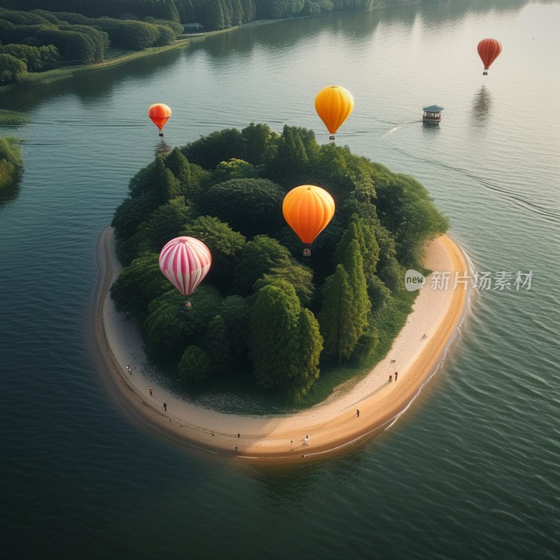 武汉东湖热气球映衬