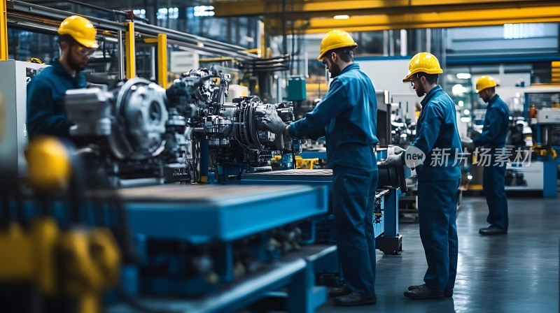 工人操作机器生产场景