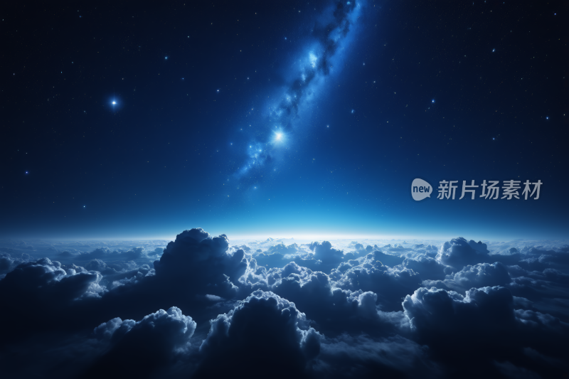 星系的看法天空中一颗明亮的蓝色恒星背景