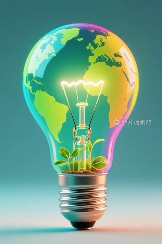 地球灯泡创意插画