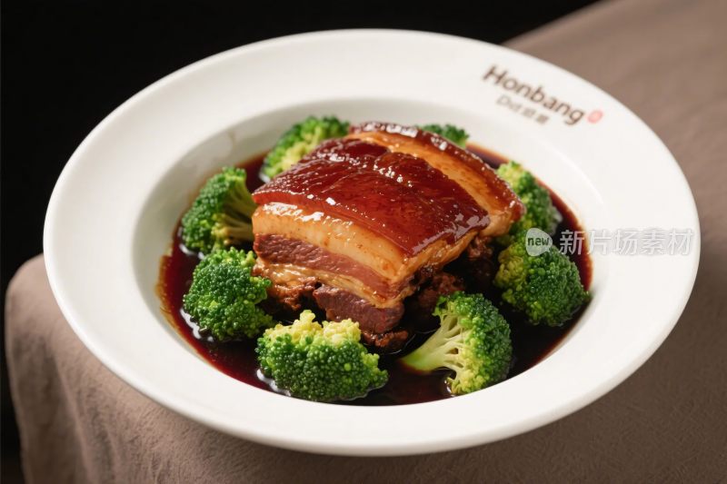 红烧肉西兰花美食图