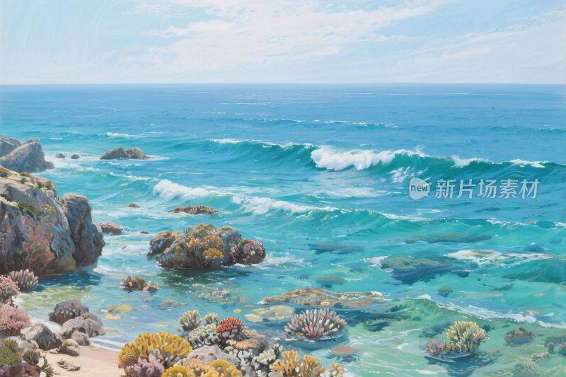 海景风景写实油画