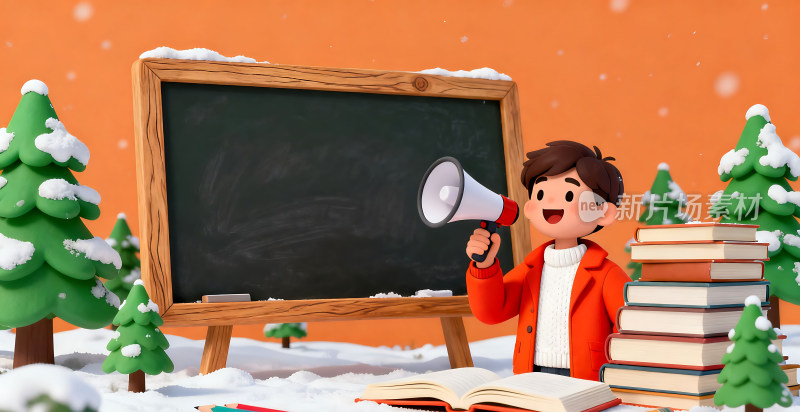 冬天寒假插画背景