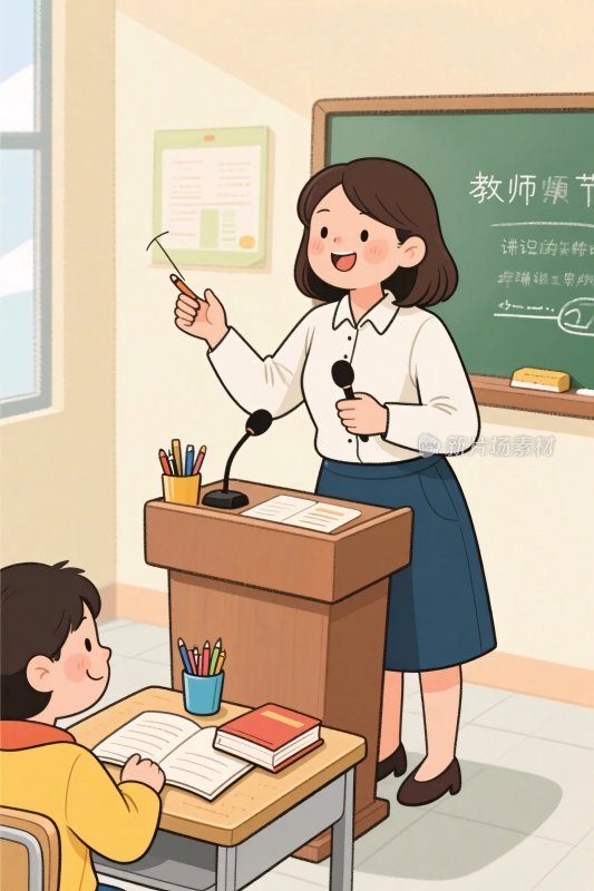 教师节课堂插画