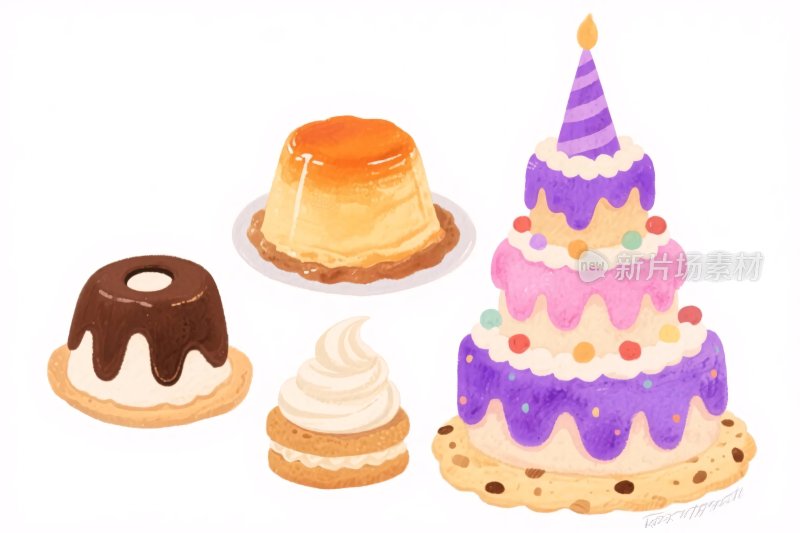 多彩甜点插画集合