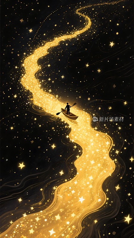 夜空星河泛舟行