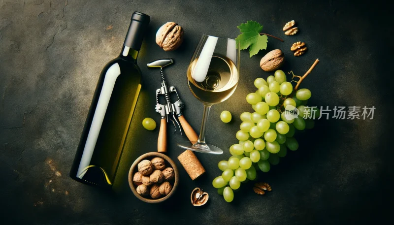 白葡萄酒与绿色葡萄的美味搭配