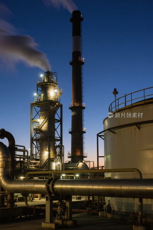 夜幕下的工业设施场景