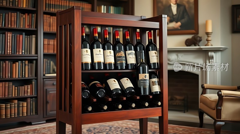 红酒展示架优雅书房中的品味之选