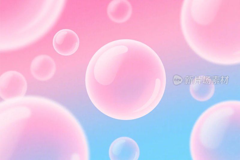 渐变粉蓝泡泡插画