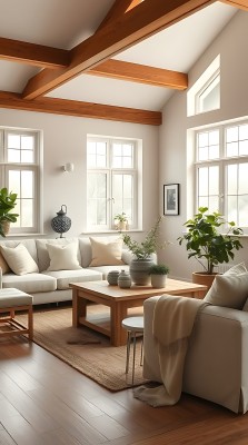 阳光洒满温馨客厅绿植点缀现代简约生活