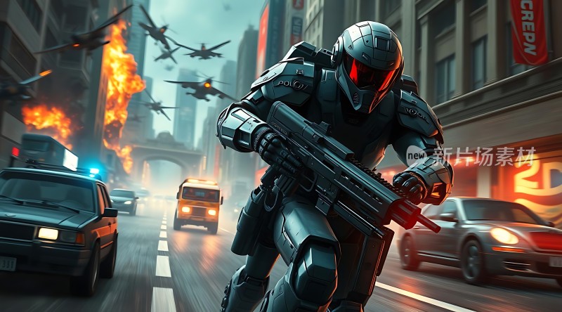 未来战士城市战火中的英雄