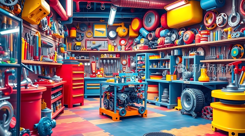 工具天堂色彩缤纷的车间