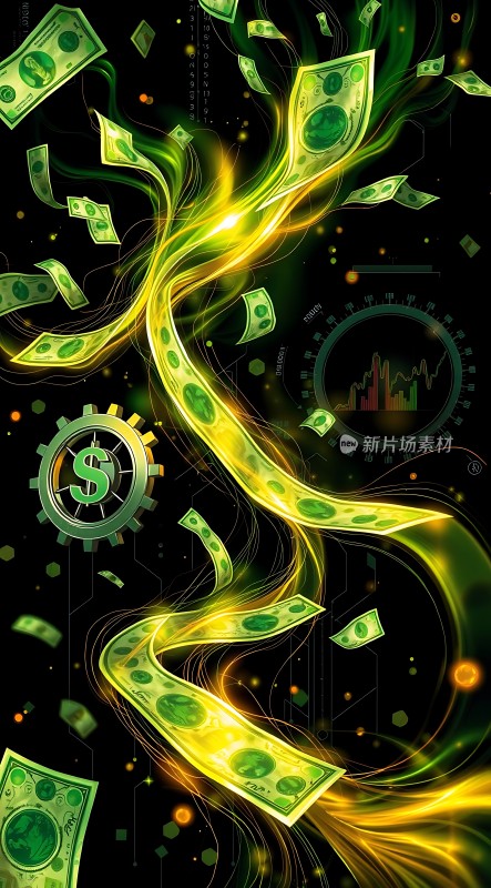 金钱流动财富与机遇交织的艺术