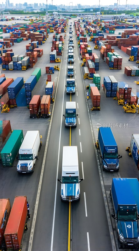集装箱运输繁忙的物流中心