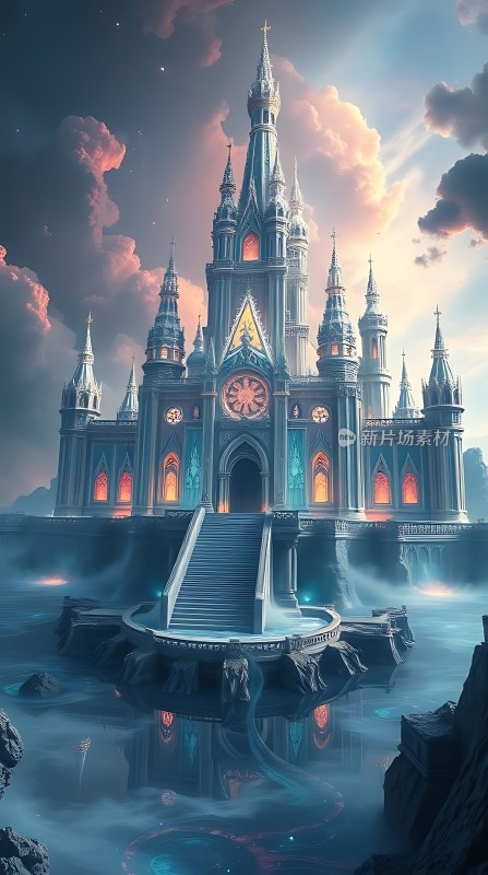 神秘城堡梦幻宫殿与星空下的奇景