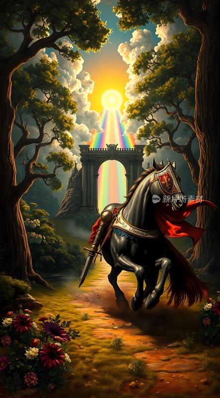 骑士与战马穿越彩虹桥的冒险之旅