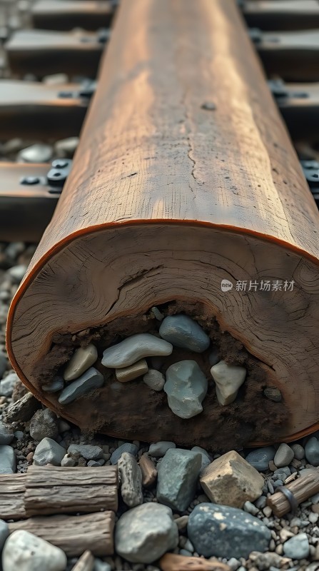 铁轨下的木枕与石子