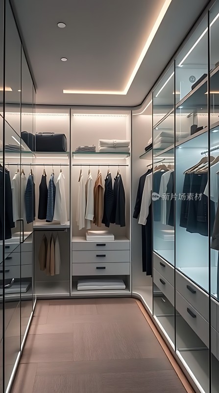 现代简约衣帽间整洁有序时尚优雅