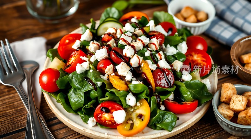 清新蔬菜沙拉色彩缤纷健康美味！