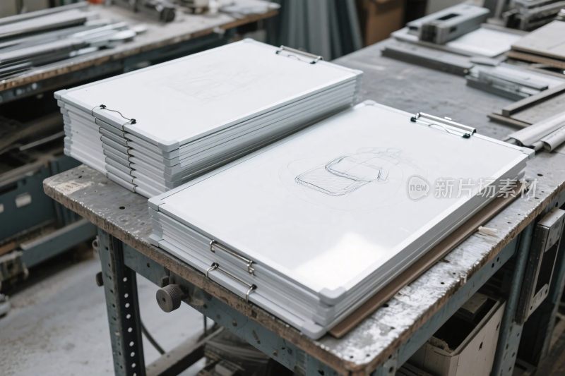 工作台板材堆放