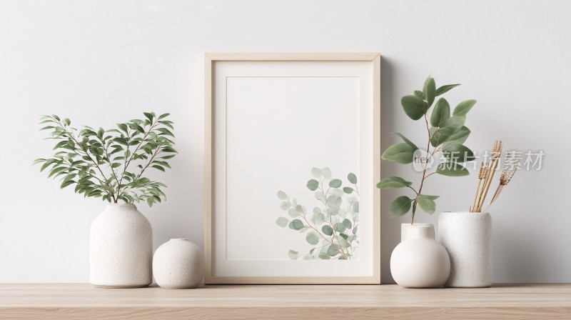 简约绿植装饰画与摆件场景