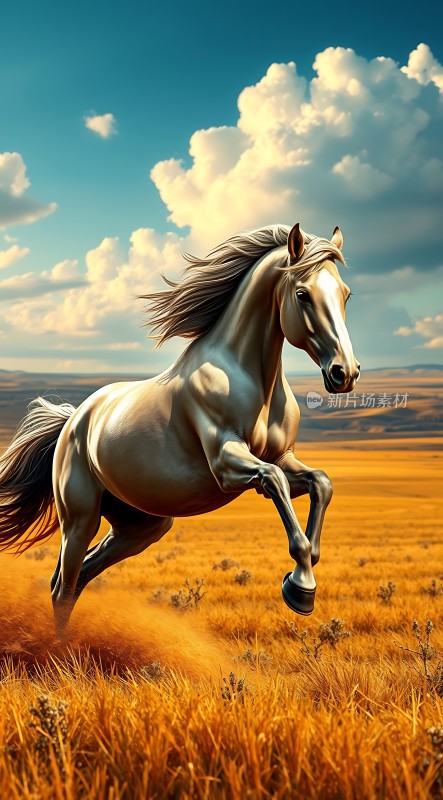 骏马奔腾草原上风驰电掣显神威