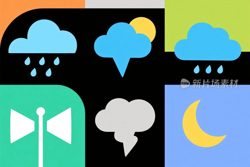 多彩天气图标插画
