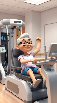 健身器材上的卡通老人